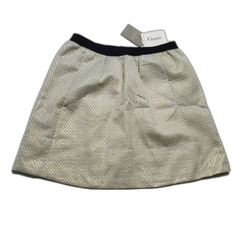 Ganni mini skirt M Petite brand NEW with tags metallic gold silver